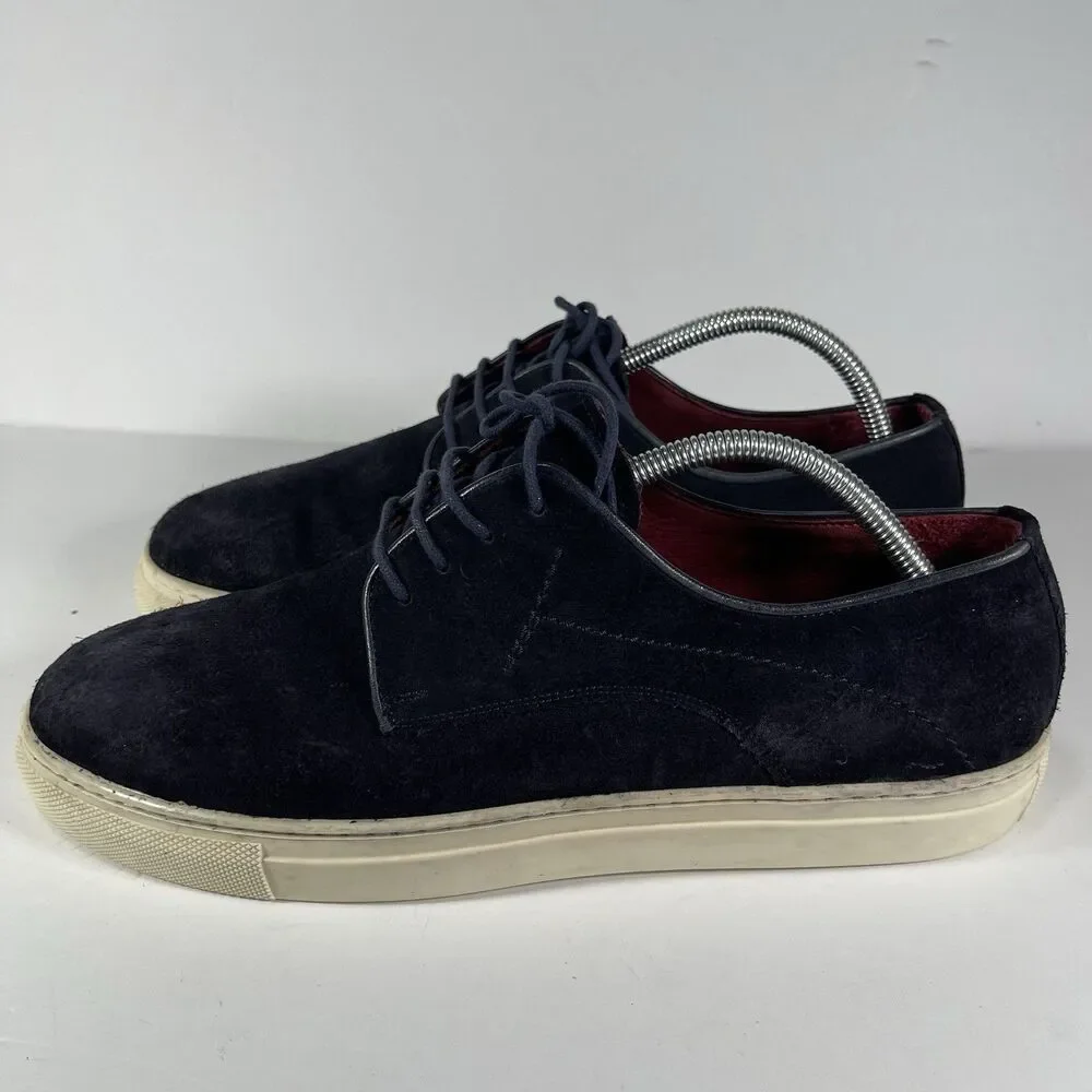 EN-SOI Navy Blue Suede Sneakers Derby Shoes Men’s 45 Skull Sole Luxury Comfort